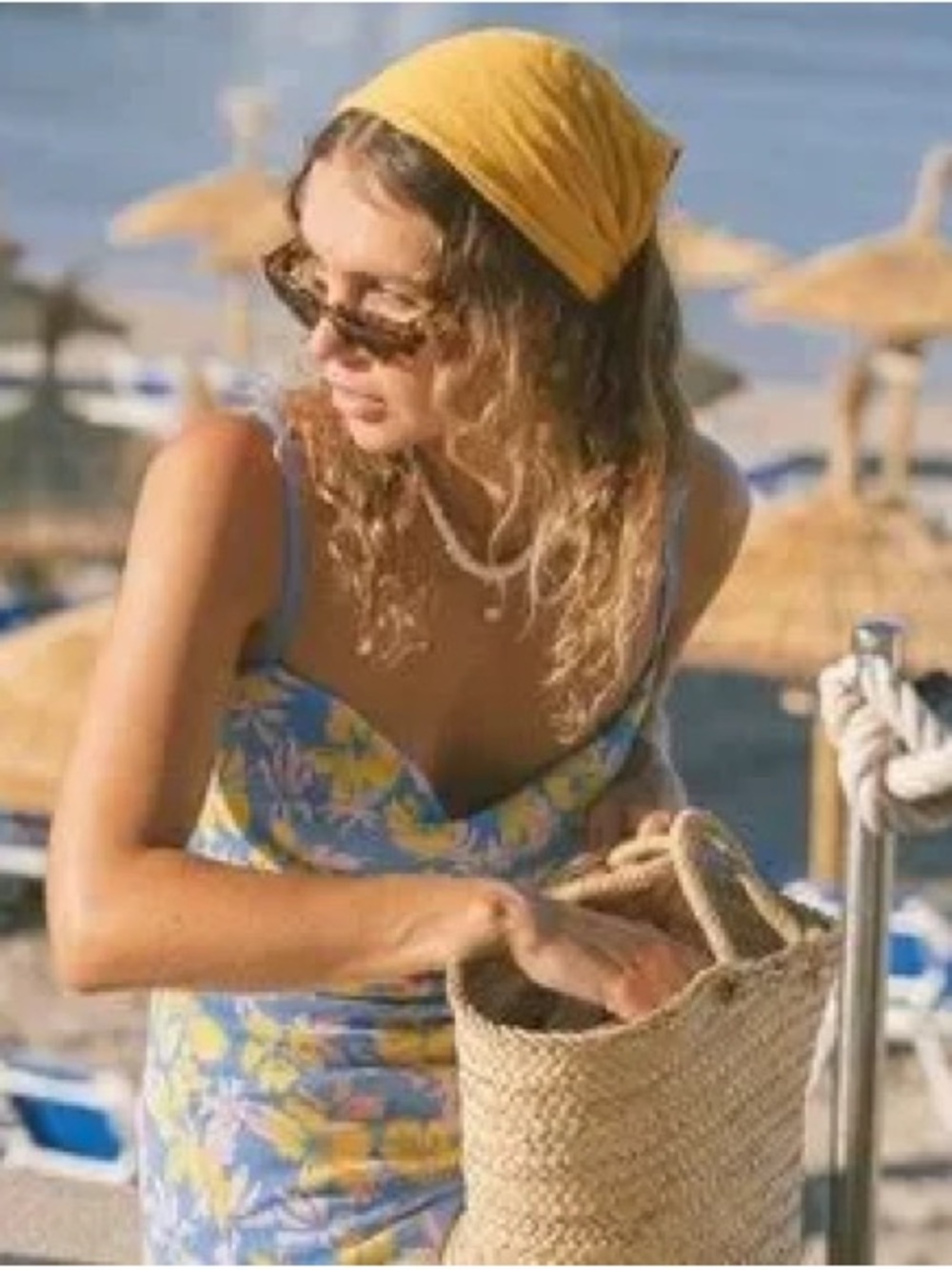 Ciao Ciao Blue & Yellow Floral Spaghetti-Strap Midi Dress